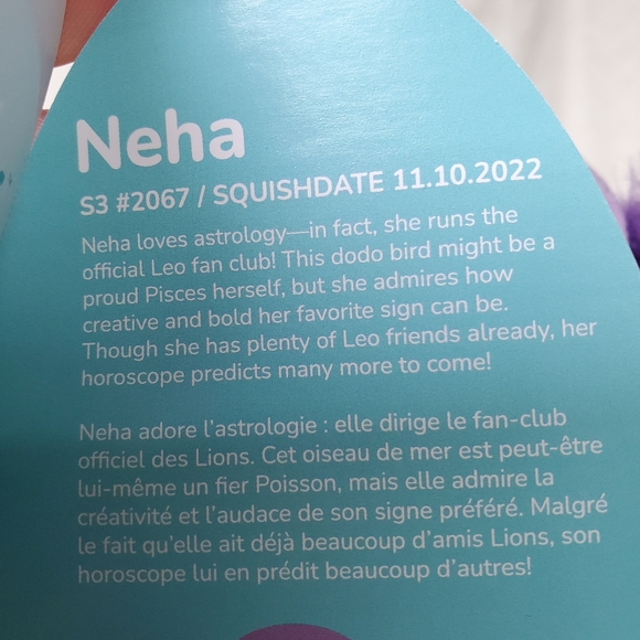Neha the Purple Dodo Bird Squishmallows Clip BNWT - Picture 6 of 7